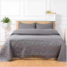 Colcha acolchada de algodón 100%, cubierta de cama gris, tamaño de sábana de 228x245cm y 266x245cm, manta, fundas de almohada, 3 uds. 2024 - compra barato