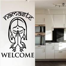 Home Wall Stickers Vinyl Decals Indian Yoga Namaste Decal Sticker House Doors and windows poster Art WallPaper Decoration 2024 - buy cheap