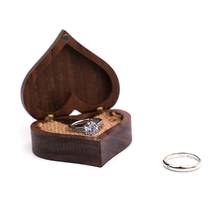 Heart Shaped Walnut Wood Ring Box Proposal Engagement Ring Holder Velvet Soft Interior Jewelry Ring Earrings Wooden Box 2024 - buy cheap