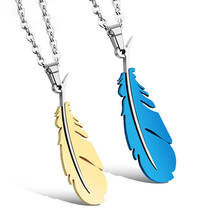 Colgante de pluma de acero de titanio para pareja romántica, accesorios creativos de acero inoxidable, joyería de moda para fiesta, regalos para el Día de San Valentín 2024 - compra barato