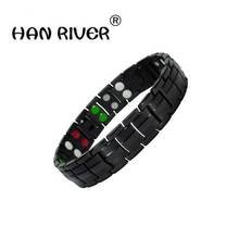 HANRIVER Far infrared health physiotherapy massage wrist titanium steel magnet magnetic can germanium stone massage bracele 2024 - buy cheap