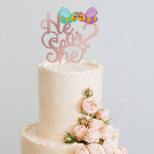 Topper de bolo acrílico-formato de abelha em ouro rosado, decoração para bolo de festa de aniversário, chá de bebê 2024 - compre barato