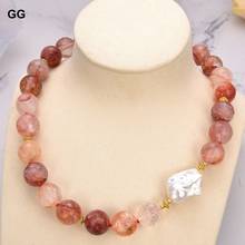 GuaiGuai Jewelry Natural Stone 20'' 16mm Faceted Lepidocrocite Quartz White Keshi Pearl Necklace 2024 - buy cheap