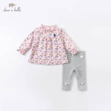 DBM14401-2 dave bella autumn baby girls fashion floral print ball clothing sets kids cute sets children 2 pcs suit 2024 - buy cheap