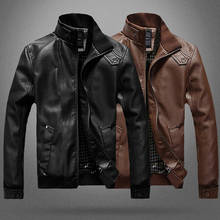 Men's Leather Jackets Men Stand Collar Coats Mens Motorcycle Leather Jacket Casual Slim Brand Clothing 2024 - buy cheap