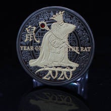 2020 год крысы позолоченная монета китайские зодиаки животные памятные монеты фу подарки 2024 - купить недорого