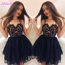 Sweetheart Straps Mini Black Homecoming Dresses 2020 Cute Sweet Black Short Prom Dress Chiffon Party Gowns 2024 - buy cheap