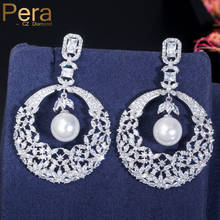 Pera-pendientes largos colgantes de perlas para mujer, joyería de circonia cúbica Bohemia blanca con purpurina, para boda, elegante, E465 2024 - compra barato