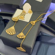 Brand 1:1Fashion Necklace Gold Color  Fan Shaped Necklace Adjust Chain Women Fine Flamenco Collection Jewelry 2024 - buy cheap