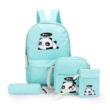 Mochila com estampa de panda fofo, 4 unidades, bolsa escolar viagem, bolsa de ombro, 20ca 2024 - compre barato