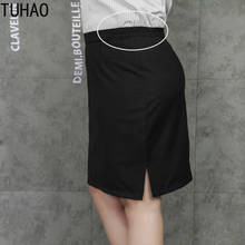 TUHAO Office Lady Black Suit Skirt  Summer Tight Elastic Waist Women Formal Skirt Knee-Length Plus Size 8XL 7XL 6XL 5XL LW18 2024 - buy cheap