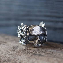 Уникальное мексиканское кольцо с цветком розы, сахарным черепом, женское панк серебряное кольцо из нержавеющей стали с цветком, готическое ювелирное изделие 2024 - купить недорого