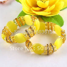 Fashion Cat's Eye Bead Stretch Bracelets Yellow color Crsytal Beads Accessory Bracelet One piece gcb1148 2024 - buy cheap