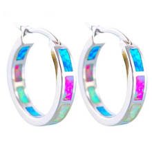 New Fashion Round Color Opal Earrings Women's Elegant Temperament Romantic Banquet Valentine's Day Accessories Gift Wholesale 2024 - buy cheap