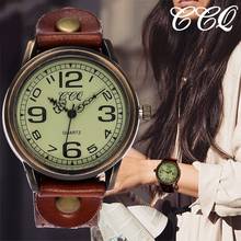 CCQ marca Unisex mujer hombre Vintage correa de cuero genuino impermeable cuarzo relojes de pulsera Montre Femme para reloj de regalo 2024 - compra barato