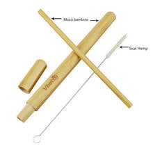 Reusable Bamboo Carbonized Straw Biodegradable Straws with Portable Bamboo Case Natural Sisal Brush Bamboo Straw Travel Set 2024 - buy cheap