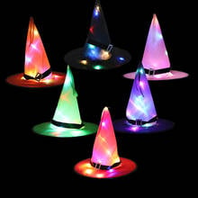 1pc Halloween Witch Hat with LED Light Glowing Witches Hat Hanging Halloween Decor Suspension Tree Glowing Hat for Kids 2024 - buy cheap