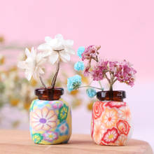 10Pcs Miniatures 1:12 Colorful Pot DIY Handmade Dollhouse Kitchen Deco Flower Vase Random Style 2024 - buy cheap