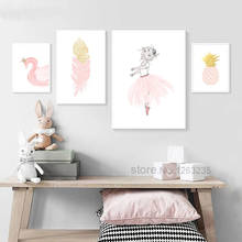 Póster de pared Rosa nórdico con pluma de cisne para niña, arte de pared, pinturas en lienzo, Mural para habitación de bebé niña, decoración del hogar, imagen artística de pared 2024 - compra barato