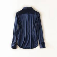 2019 Spring Satin Silk Turn-down Collar Long Sleeves OL Ladies Shirt  Women Solid Comfort Elegant 19 Momme Real Silk Shirt 2024 - buy cheap