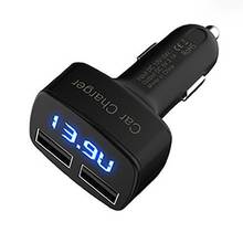 Novo 4 em 1 carregador de carro duplo usb dc 5v 3.1a adaptador universal com tensão/temperatura/medidor de corrente testador digital display led 2024 - compre barato