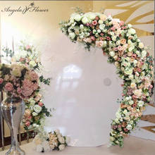 Custom Champagne Moon Shape Flower Arrangement Rose Artificial Flower Row Wedding Arch Decor Backdrop Flower Wall Window Display 2024 - buy cheap