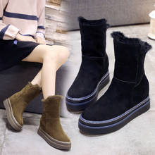 Inverno e outono, mais botas de neve de veludo, botas planas femininas, calçados quentes casuais para mulheres 2024 - compre barato