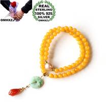 OMHXZJ Wholesale CS100 European Fashion Woman Girl Party Birthday Gift Natural Amber Beads Emerald Tassel Two Layers Bracelet 2024 - buy cheap