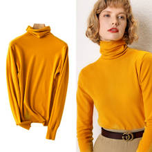 Suéter feminino de caxemira e gola alta, pulôver de malha, quente para outono e inverno de cor doce, 2021 2024 - compre barato