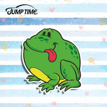 Jump Time 13cm x 12cm Green Frog Funny Decal Vinyl Cute Animal Stickers Car Styling Waterproof Laptop Motor Car Accessories 2024 - buy cheap