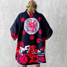 Cardigan feminino kimono japonês, camisa kimono para praia japonesa 2021 2024 - compre barato