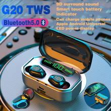 G20 TWS Мини Bluetooth наушники 9D объемный звук наушники водонепроницаемые спортивные наушники для работы на всех смартфонах наушники 2024 - купить недорого