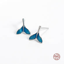 LKO-pendientes de plata de ley 925 con cola de sirena azul, joyería de moda para mujer, adornos, gran oferta 2024 - compra barato