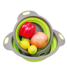 2pcs/set Foldable Silicone Colander Fruit Vegetable Washing Basket Strainer Collapsible Drainer With Handle Kitchen Tool 2024 - buy cheap