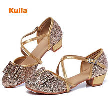 Glitter Salsa Dance Shoes For Girls Latin Shoe Children Ballroom Gold Silver Low-Heel Soft Rubber Women Jazz Dancing Shoes 2024 - buy cheap