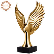 Golden/ Silver Creative Home Decor Eagle Wing Abstract Sculpture Decoration Figurine Decorative Resin Hawk Statue TV Background 2024 - buy cheap