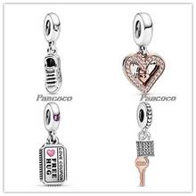 925 Sterling Silver Bead Red Enamel Heart Free Hug & Kiss Love Coupon Charm Fit Pandora Bracelets & Necklace Women Diy Jewelry 2024 - buy cheap