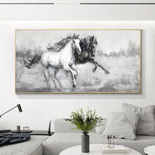 Double Running Horses Handmade Oil Painting Canvas Paintings Wall Art Hand Painted Animals Painting Abstract Modern Home Decor 2024 - buy cheap