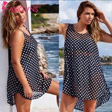 Women Casual Dress Summer Beach Dot Large Size Irregular Chiffon O-Neck Relaxed Vest Sleeveless Dress Polka 2024 - buy cheap