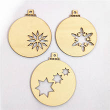 10pcs 70x80mm Unfinished DIY Wood Round Christmas Bauble Tags With Star Snowflakes Xmas Craft Shapes Decorations 2024 - buy cheap