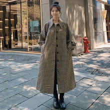 Женские Windbreaker2021Spring в клетку в Корейском стиле свободные с рукавами в форме фонаря модная однобортная высокого качества пальто 3Z 2024 - купить недорого