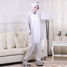 Rato pijama feminino animal kigurumis cinza macacão engraçado sleepwear festa de halloween macacão boa qualidade flanela macio quente macacão 2024 - compre barato