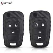 KEYYOU углеродный силиконовый чехол для ключей, сумка для ключей автомобиля для Chevrolet Cruze Aveo Lova Sail для Opel Astra Corsa Meriva Zafira Antara J 2024 - купить недорого