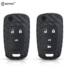 KEYYOU Carbon Silicone Key Case Cover Car Key Bag For Chevrolet Cruze Aveo Lova Sail For Opel Astra Corsa Meriva Zafira Antara J 2024 - buy cheap