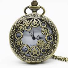 Vintage Bronze Hollow Gear Quarzt Pocket Watch Steampunk Pendant Necklace Gifts Watch 2024 - buy cheap