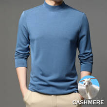 Camiseta de Cachemira ultrasuave para hombre, camisa de manga larga de Color sólido, ajustada, ligera, básica, Jersey, Top de cuello alto 2024 - compra barato