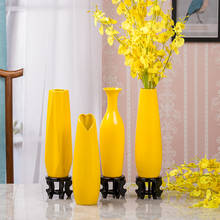 Yellow Color Ceramic Vase Big Size Flower Porcelain Vase Modern Fashion Tabletop Vase Home Wedding Christmas Decoration 2024 - buy cheap