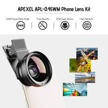 APEXEL-Kit de lentes de teléfono APL-0.45WM, lente Super gran angular de 0.45X y supermacro de 12,5x HD para iPhone, Samsung y Huawei 2024 - compra barato
