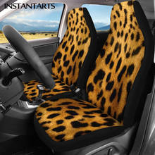 Instantarts moda leopardo imprime confortável universal tampas de assento da frente do carro anti-deslizamento interior do carro tampas de assento protetor de assento 2024 - compre barato
