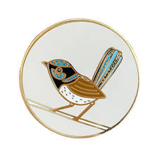 pretty little bird Button badge Australian superb blue fairy wren Bird brooch enamel pin 2024 - buy cheap